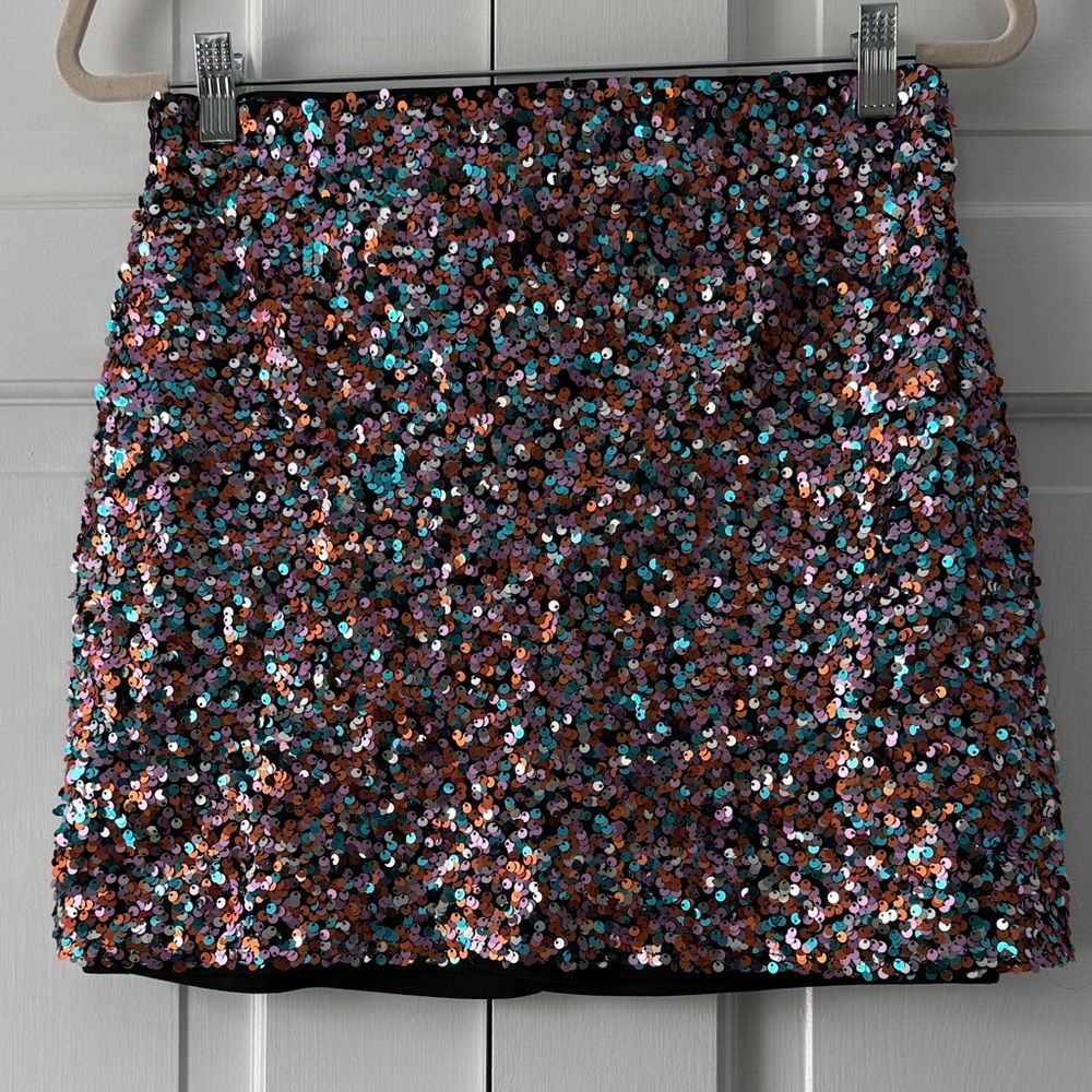ASOS Sequin Mini Skirt Multicolor Sparkling Holiday Cocktail Festive Party SZ 6